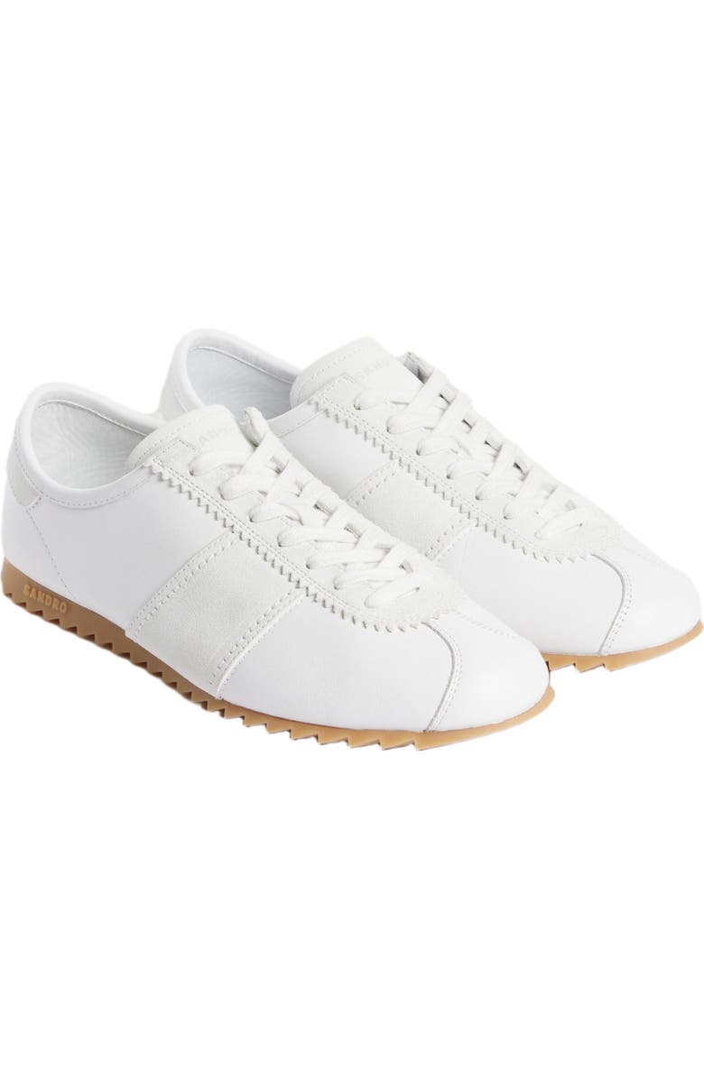 SANDRO Leather running trainers, Alternate, color, White