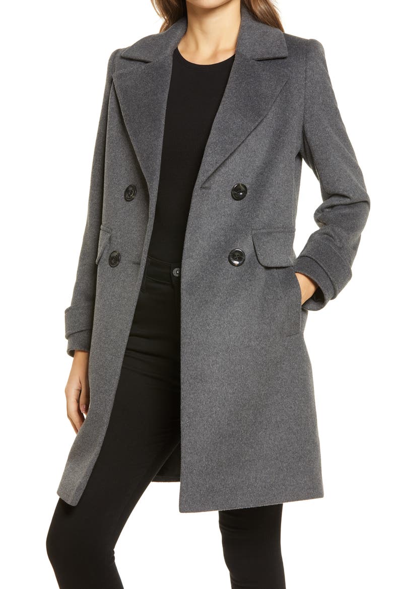 Double Breasted Coat, Main, color, CHARCOAL