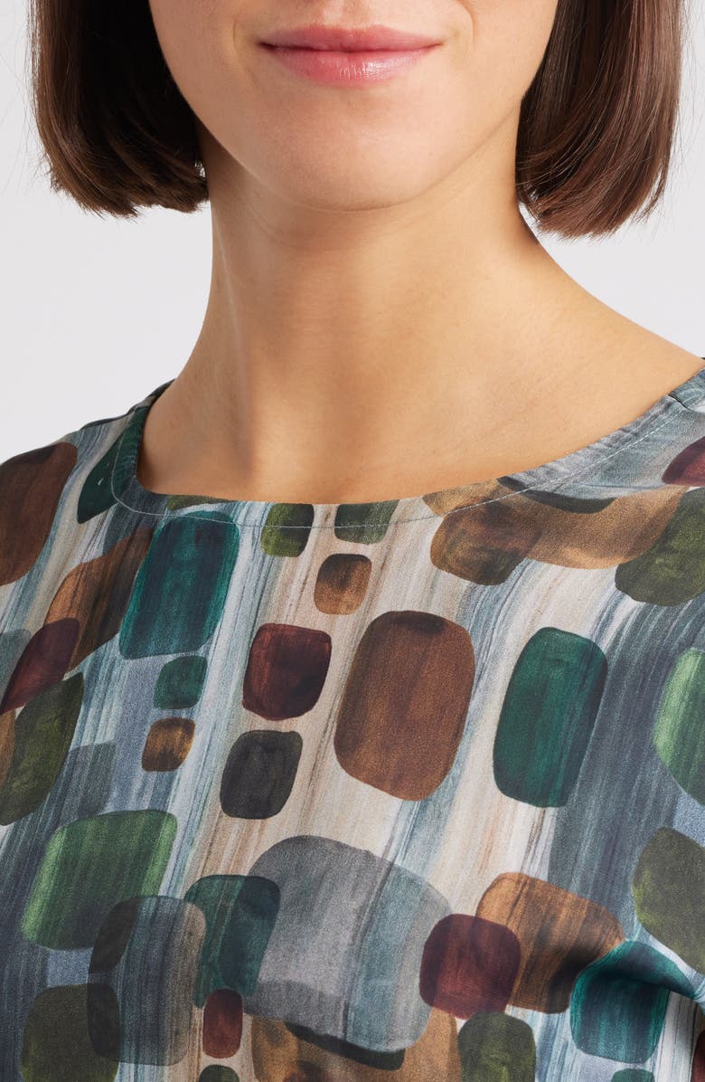 APNY Print Cap Sleeve Shell, Alternate, color, Green Multi