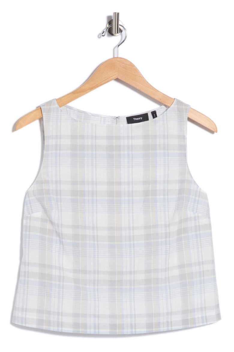 Plaid Cotton Madras Bateau Neck Shell, Main, color, OLYMPIC MULTI