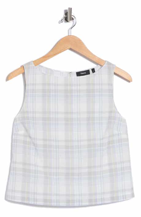 Plaid Cotton Madras Bateau Neck Shell