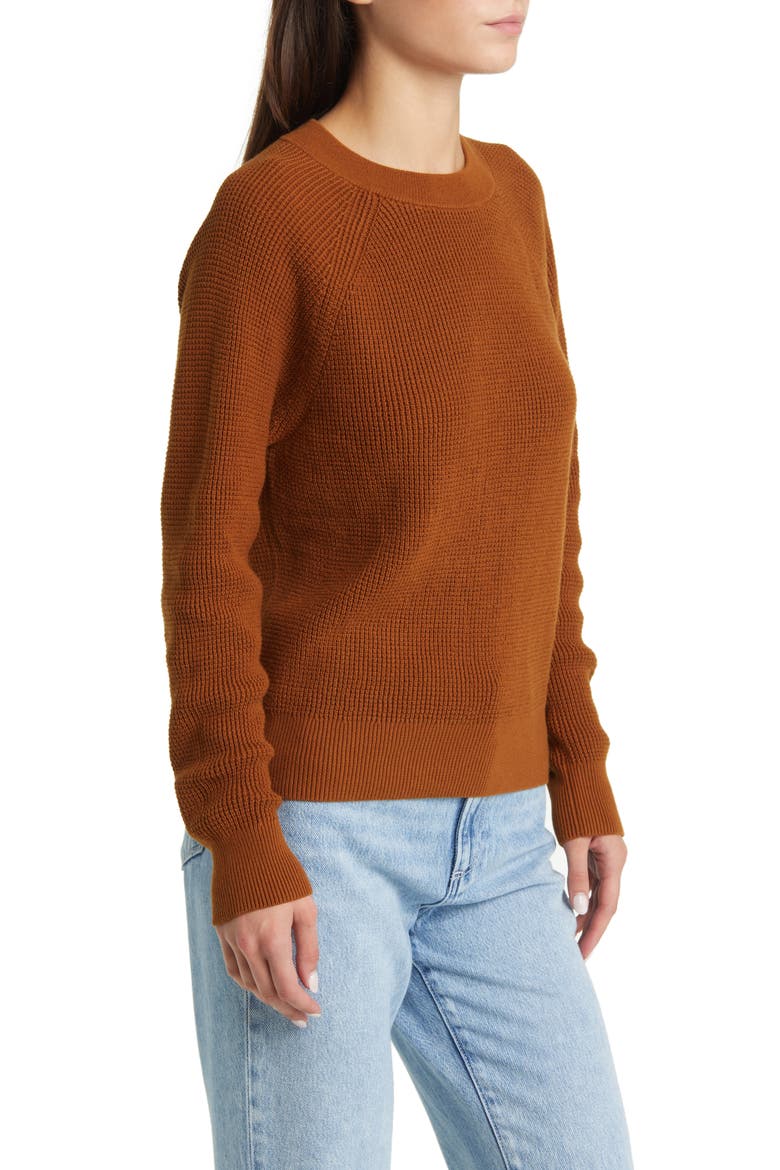 Thermal Knit Cotton Sweater, Alternate, color, BROWN TEMPLE