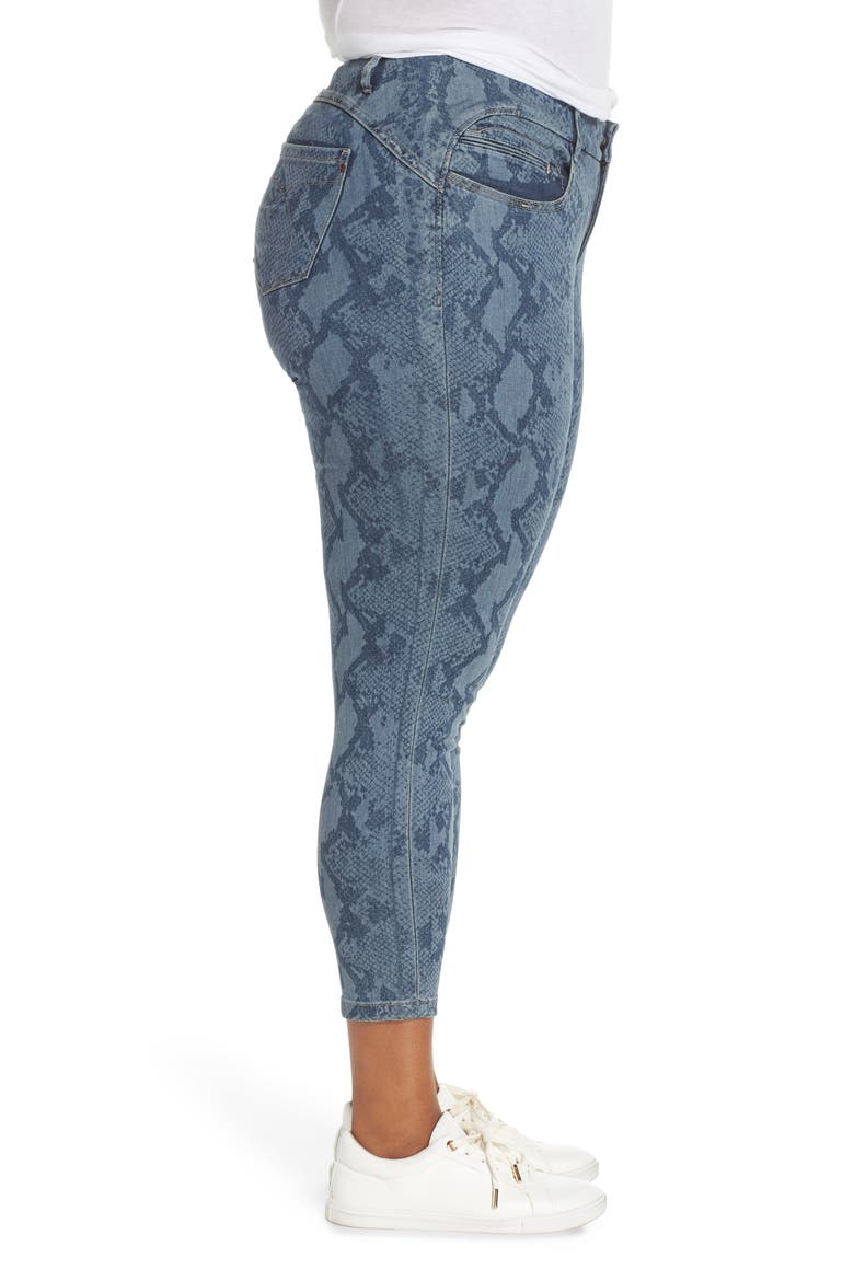 Snake Print Ankle Skinny Jeans, Alternate, color, SERPENTINE WASH