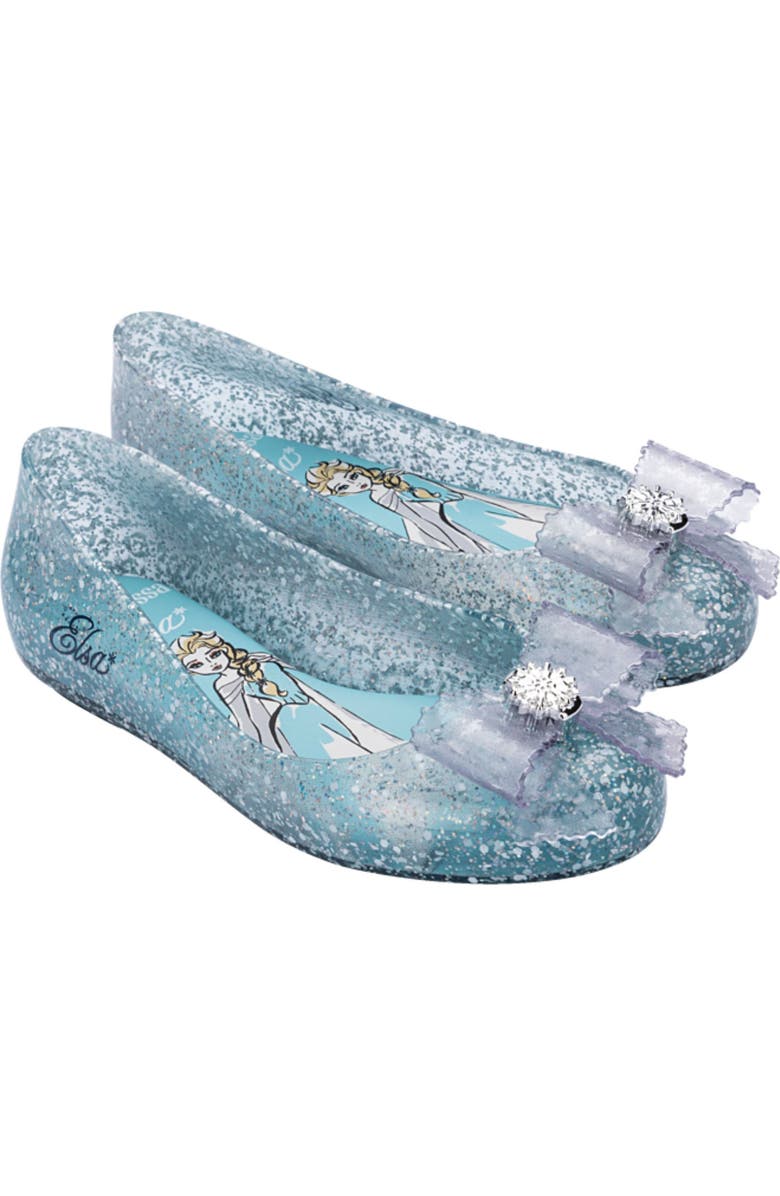 Melissa Mini Melissa Sweet Love Disney Princess Flat, Main, color, Glitter Blue/ Blue