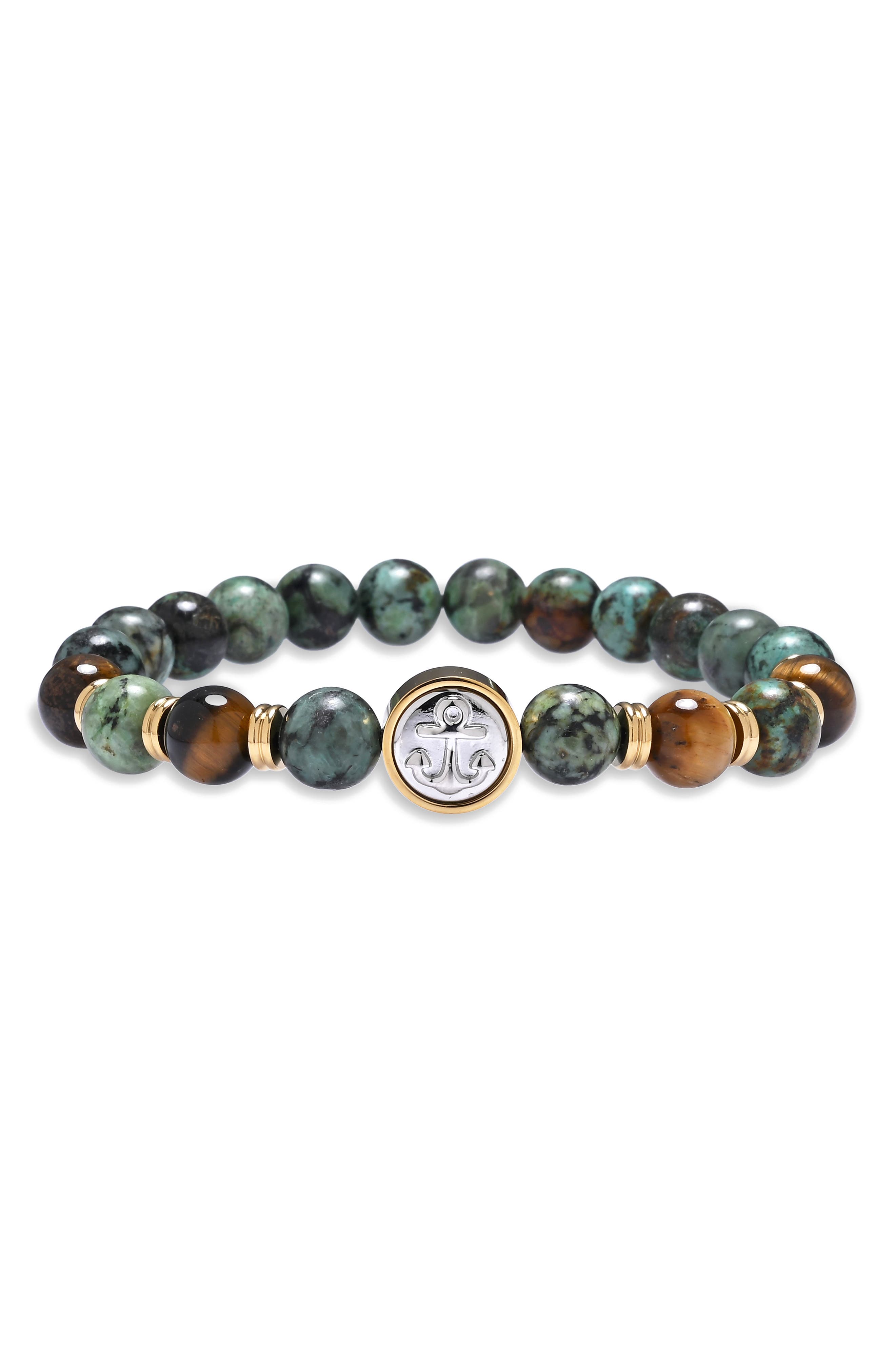 EYE CANDY LOS ANGELES Men's Owen Agate & Tiger's-Eye Beaded Bracelet