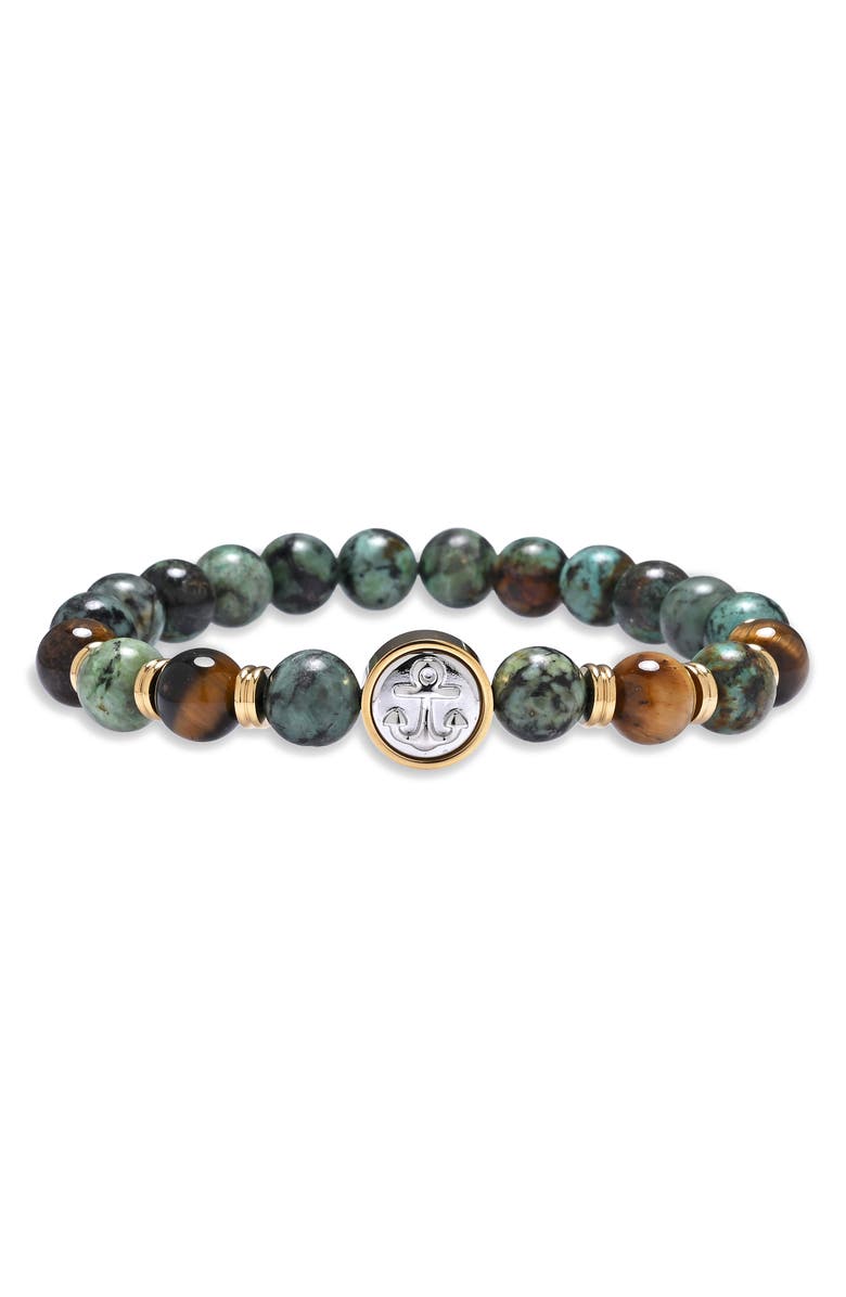 EYE CANDY LOS ANGELES Men's Owen Agate & Tiger's-Eye Beaded Bracelet, Main, color, 