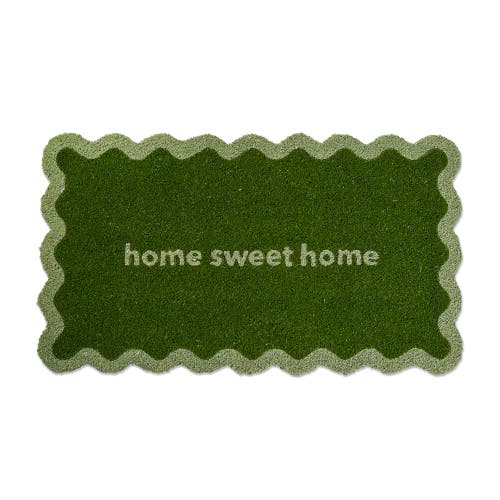 Tag Home Sweet Home Shaped Coir Door Mat For Everyday Use In Green
