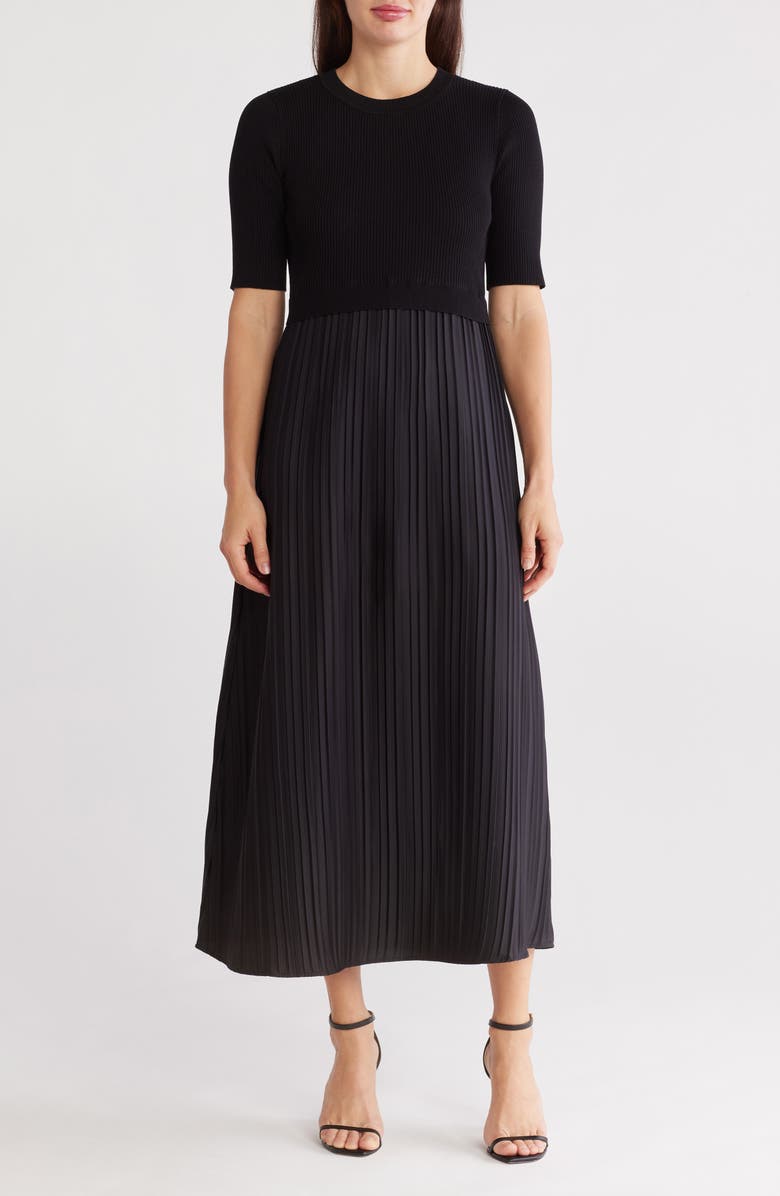 Nanette Lepore Pleated Mixed Media Maxi Dress, Main, color,