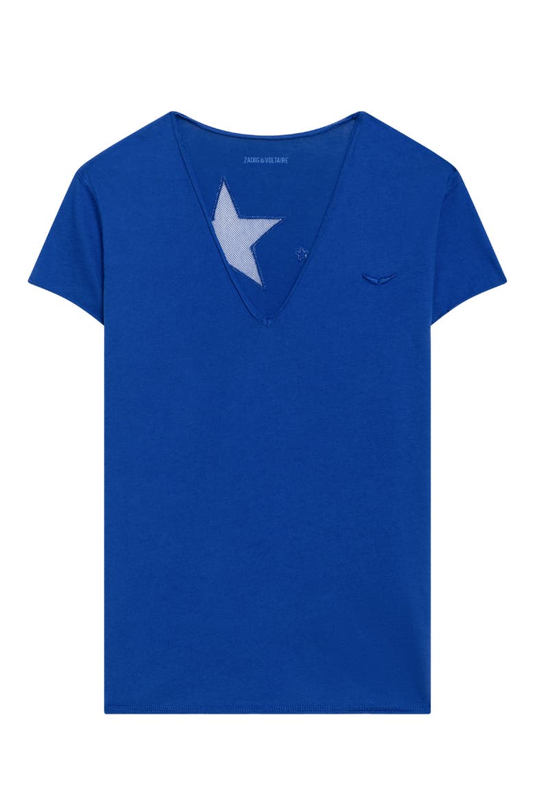 Story Fishnet Stars Cotton Tee, Alternate, color, ELECTRIC