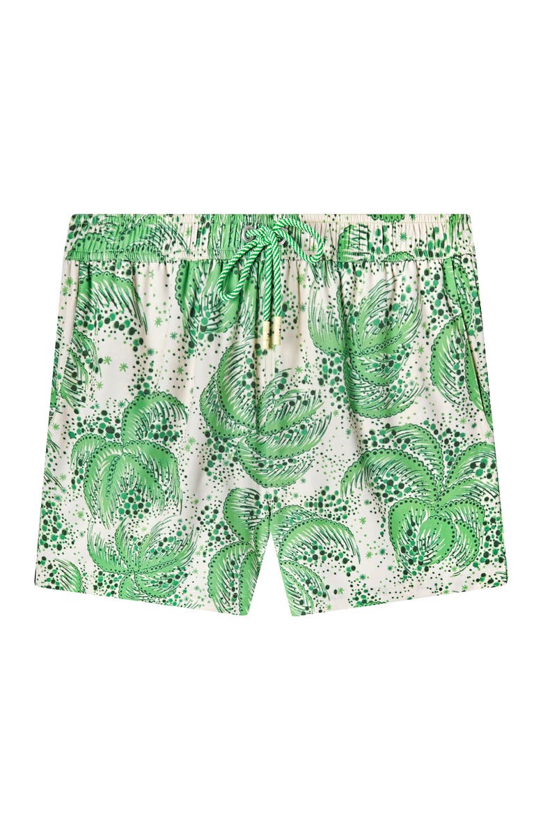Tombolo Palm Fronds Swim Trunks, Alternate, color, Green