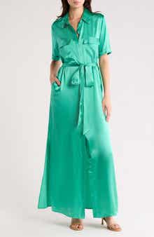 L'AGENCE Klement Utility Silk Maxi Dress