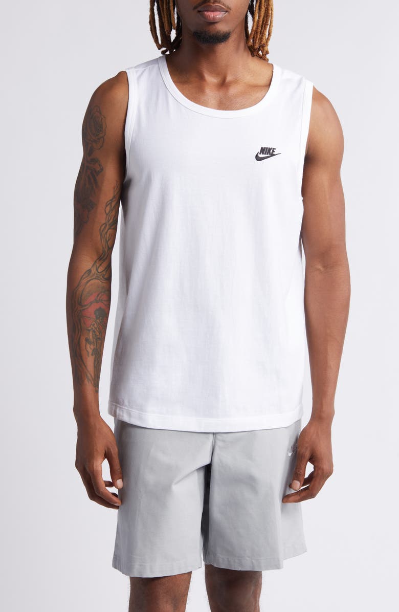 Nike Club Tank Top, Main, color, 100 White/Black