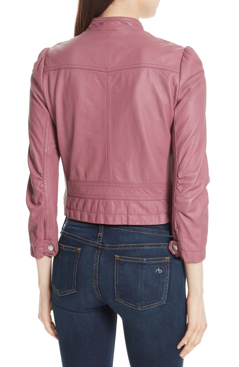 Rebecca Taylor Garment Washed Leather Moto Jacket, Alternate, color, 