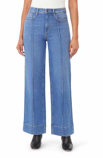 High Waist Pintuck Wide Leg Jeans