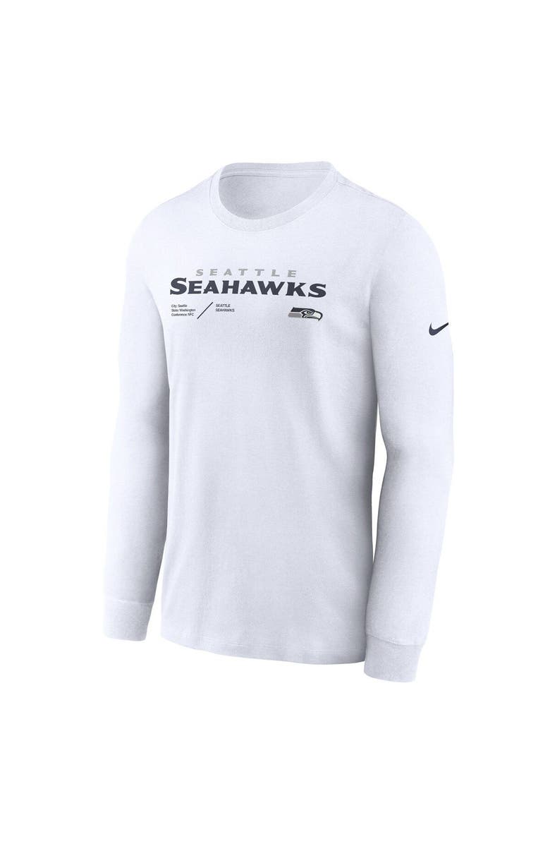 Nike Men's Nike Silver Seattle Seahawks Sideline Infograph Lock Up Performance Long Sleeve T-Shirt, Alternate, color, White