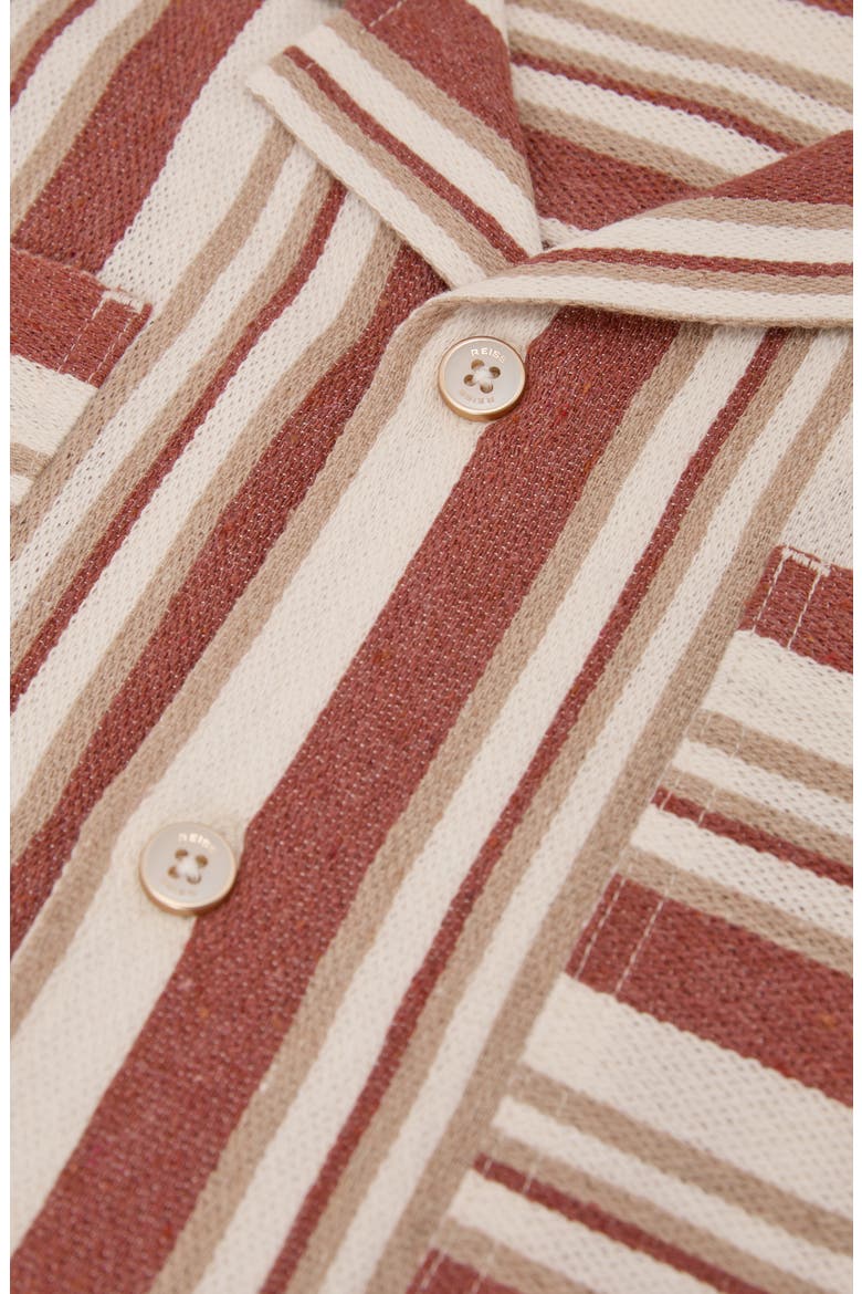 Celeste Stripe Camp Shirt, Alternate, color, RED/ STONE