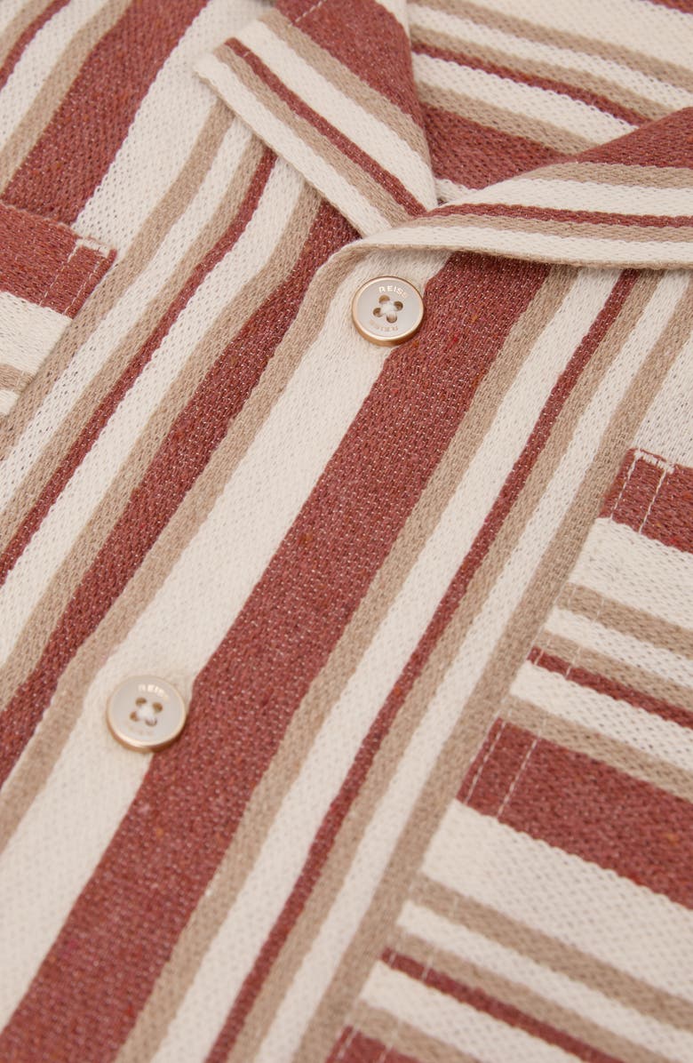 Reiss Celeste Stripe Camp Shirt, Alternate, color, Red/ Stone