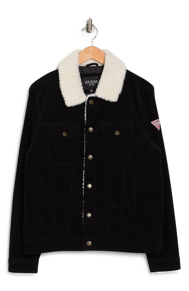 GUESS Faux Shearling Lined Corduroy Shirt Jacket, Alternate, color, 