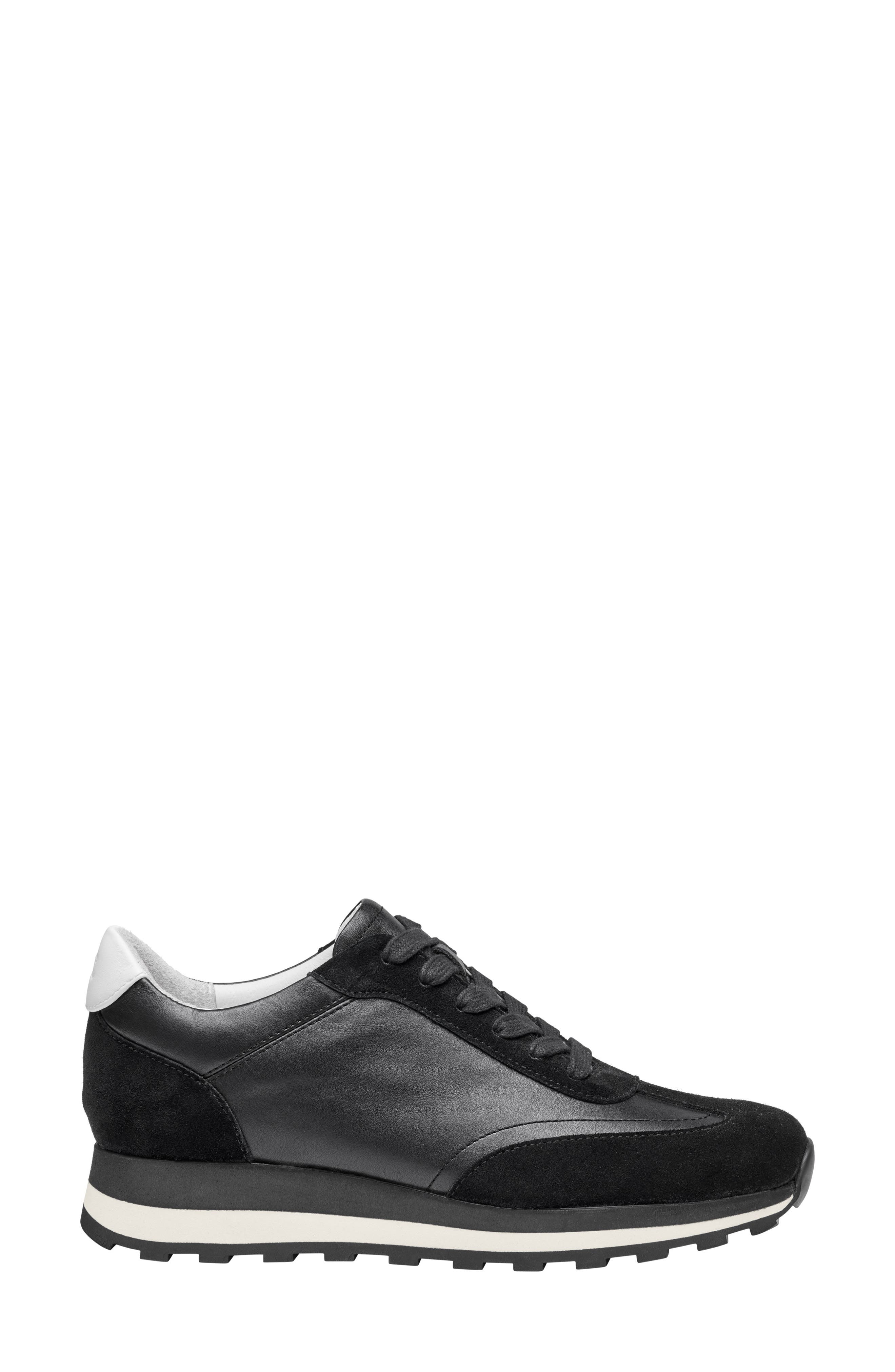Piper T-Toe Sneaker, Alternate, color, BLACK NAPPA LEATHER/SUEDE