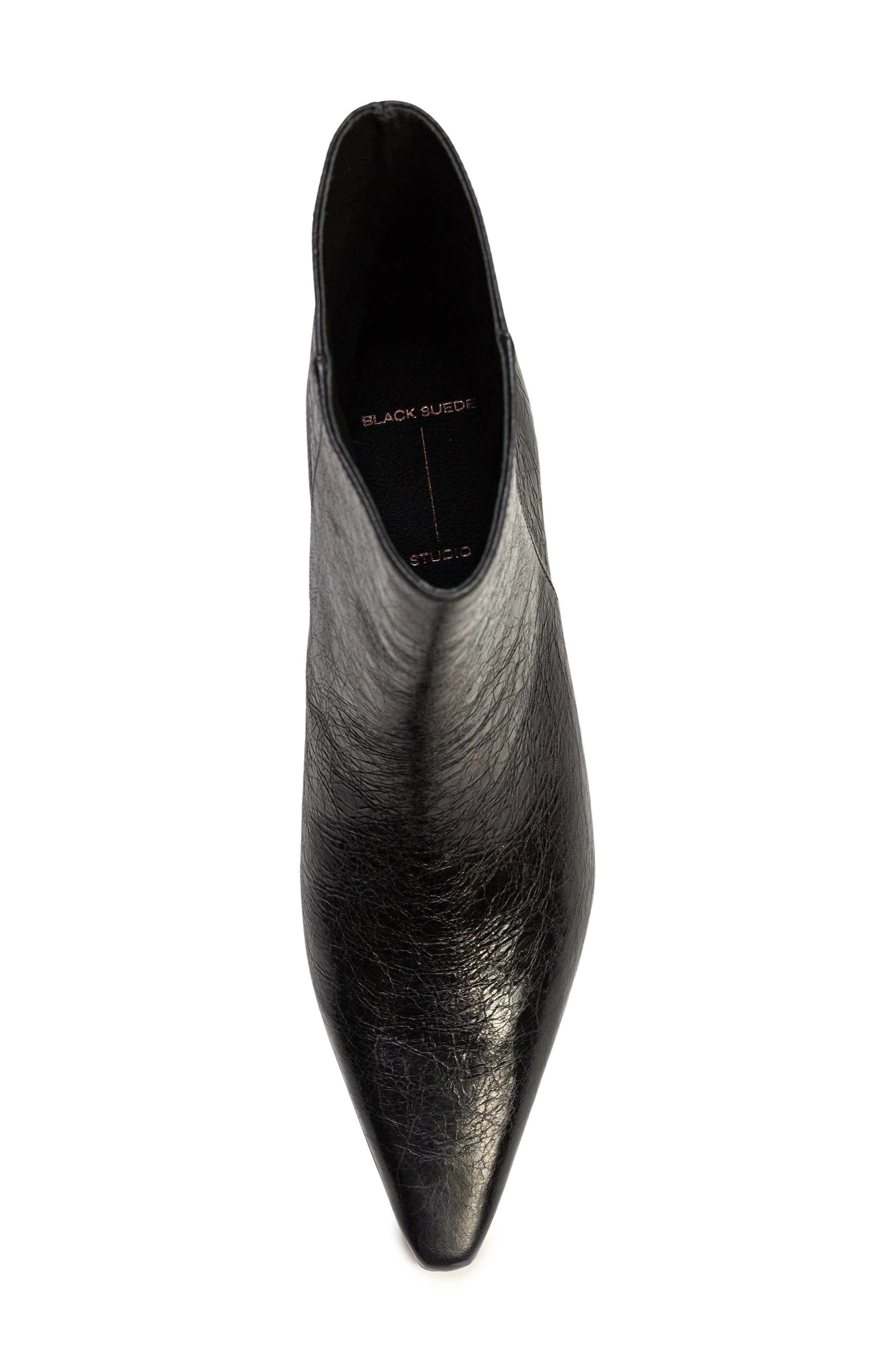 BLACK SUEDE STUDIO Avenue 50 Pointed Toe Kitten Heel Bootie, Alternate, color, Black Crinkle