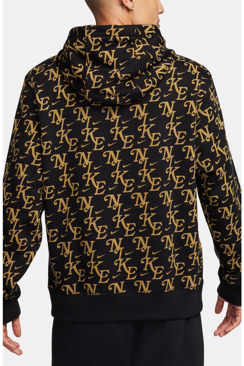 Monogram Club Brushed Fleece Hoodie, Alternate, color, BLACK