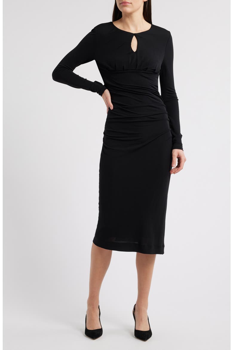 Eden Long Sleeve Body-Con Midi Dress, Main, color, BLACK