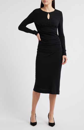 BOSS Eden Long Sleeve Body-Con Midi Dress