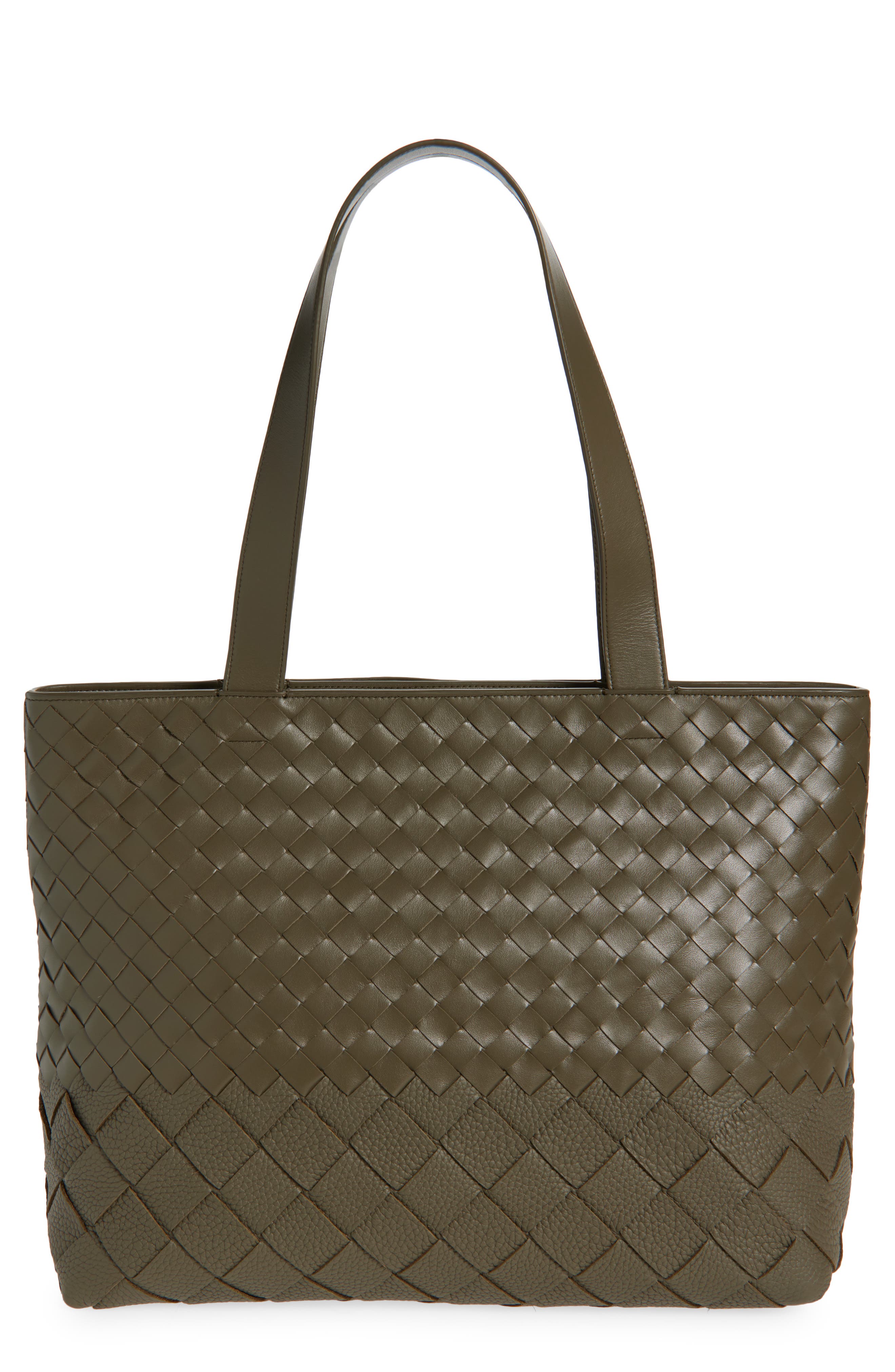Bottega Veneta Small Intrecciato Leather Zip Tote, Main, color, Cypress-Silver