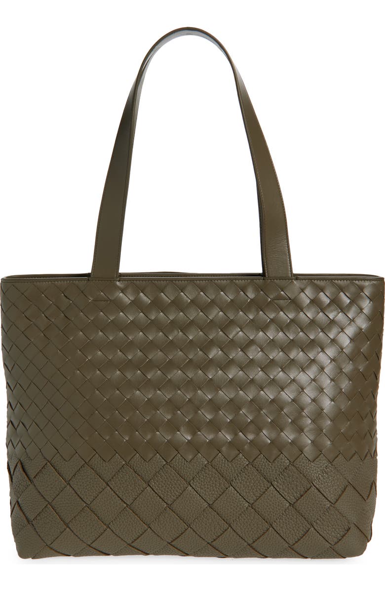 Bottega Veneta Small Intrecciato Leather Zip Tote, Main, color, Cypress-Silver