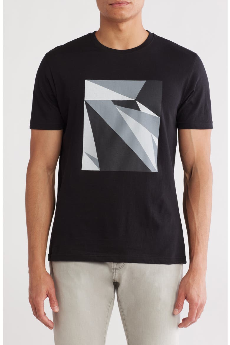 Flat Abstract Stretch Cotton Graphic T-Shirt, Main, color, BLACK