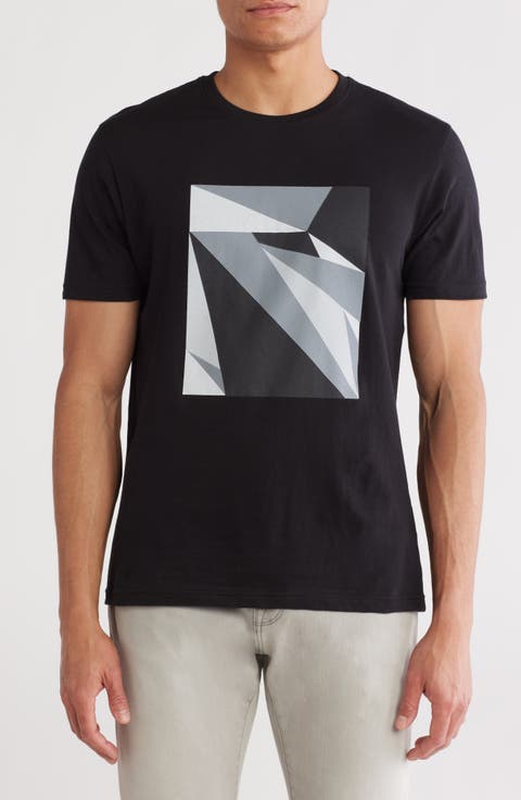 Flat Abstract Stretch Cotton Graphic T-Shirt