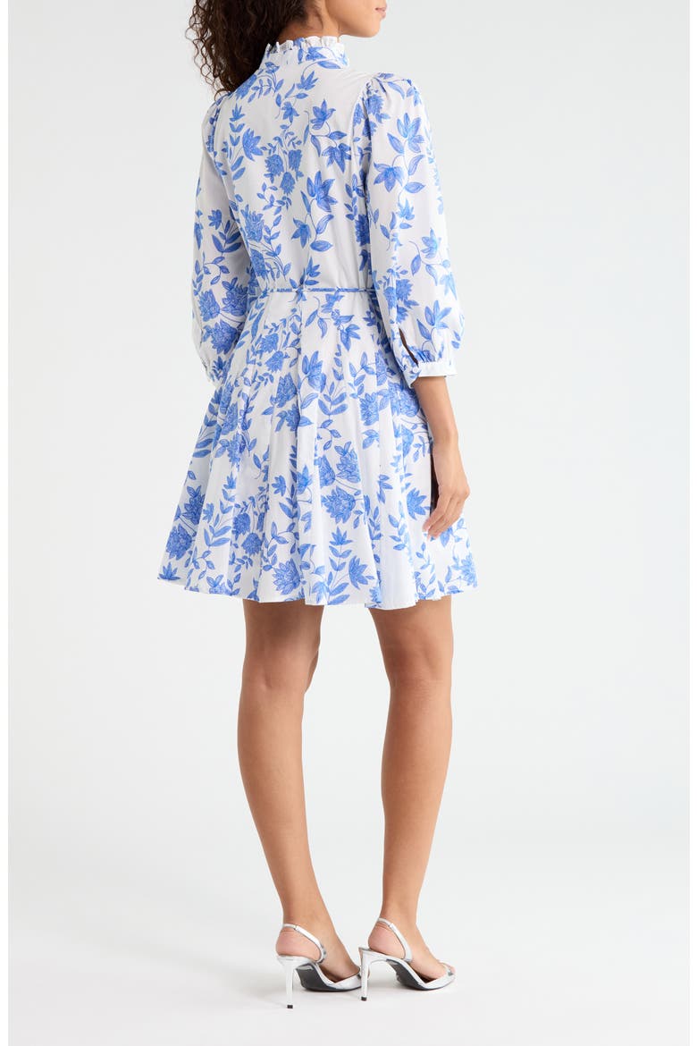 Nesta Godet Dress, Alternate, color, BLUE-WHITE