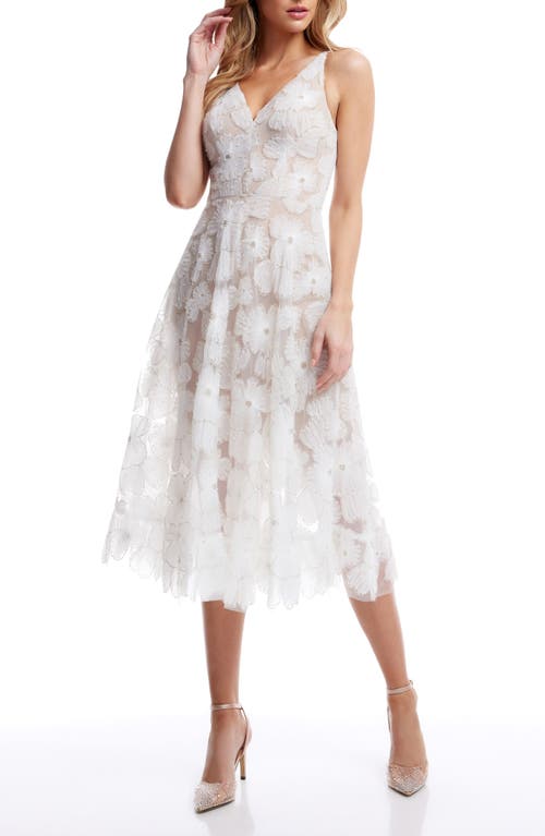 DRESS THE POPULATION DRESS THE POPULATION BLAIR BEADED FLORAL COCKTAIL MIDI DRESS