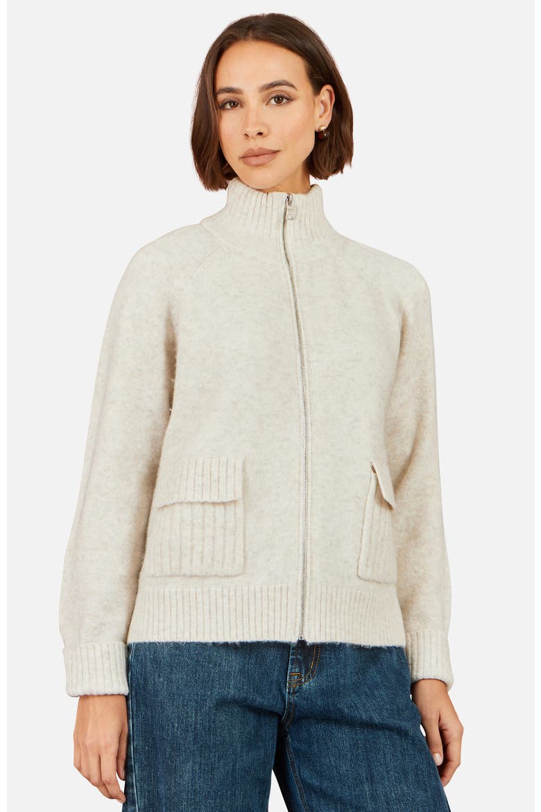Zip-Through Knitted Cardigan, Main, color, Oatmeal