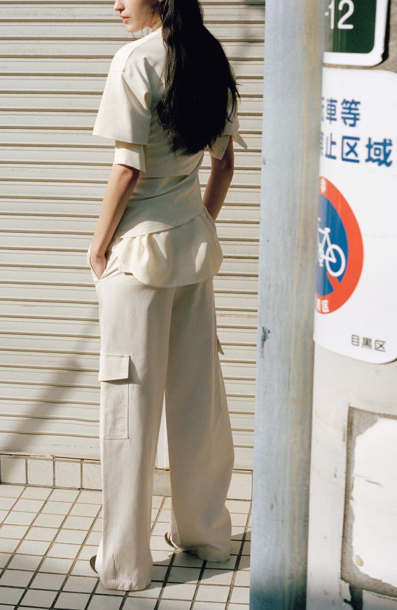 MANGO Asymmetric Fitted Cotton T-Shirt, Alternate, color, Vanilla