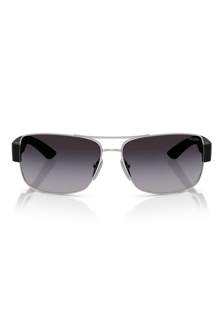65mm Shield Sunglasses, Main, color, SILVER / GREY GRADIENT