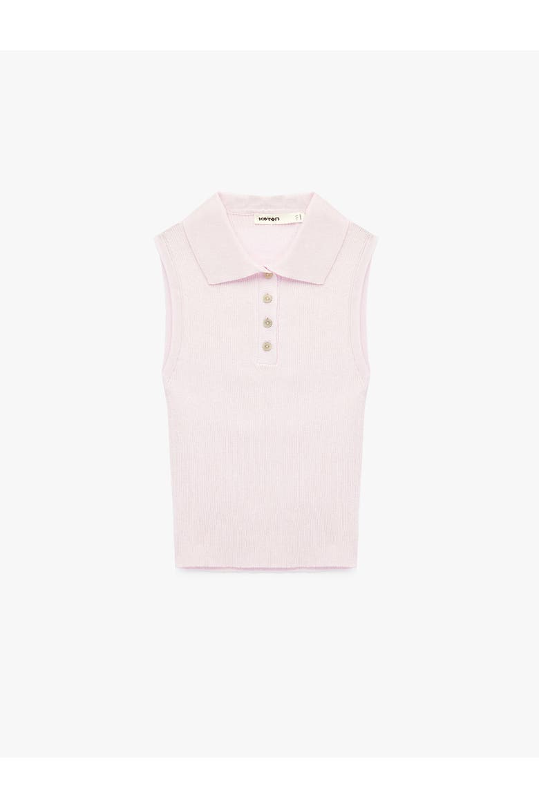 Sleeveless Ribbed Polo Knit Top, Alternate, color, PINK