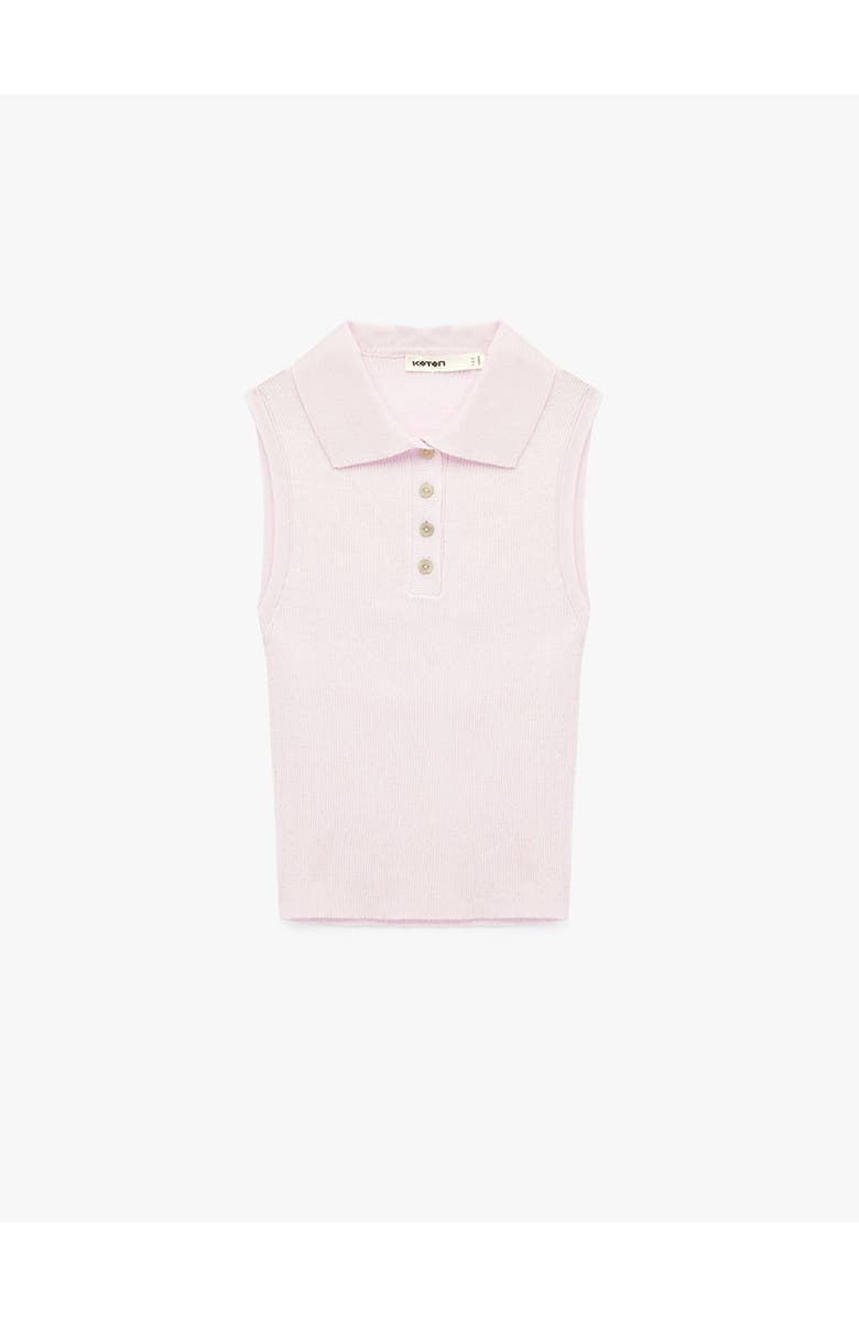 Koton Sleeveless Ribbed Polo Knit Top, Alternate, color, Pink