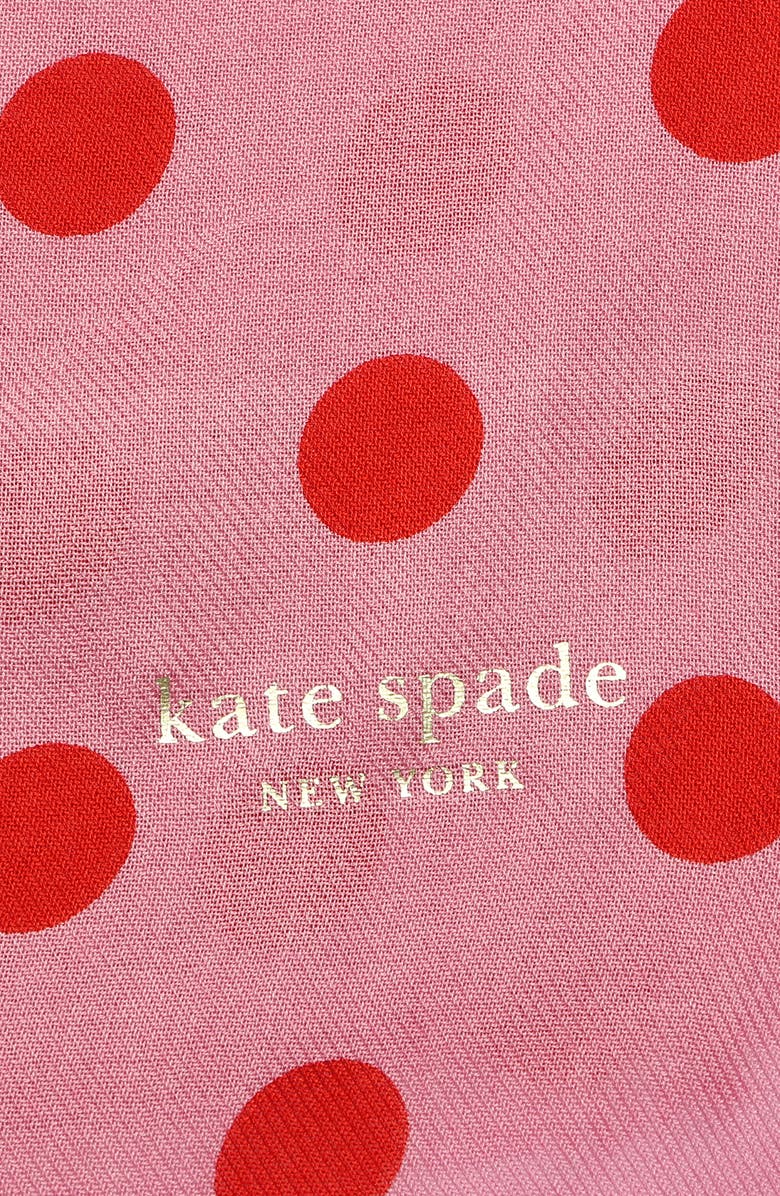 Kate Spade New York seasonless dot oblong scarf, Alternate, color, Classic Red Surf Pink