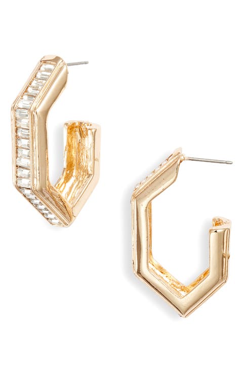 Crystal Geometric Hoop Earrings