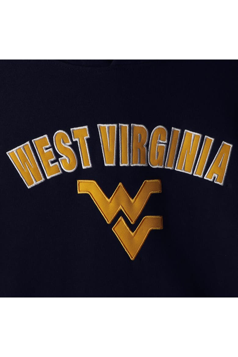 Women's Navy West Virginia Mountaineers Arch & Logo 1 Pullover Hoodie, Alternate, color, Navy