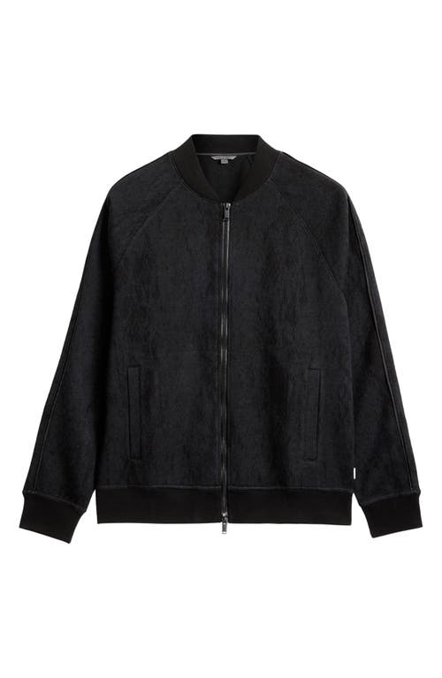 John Varvatos Riggins Python Jaquard Cotton Stretch Blend Bomber Jacket In Black