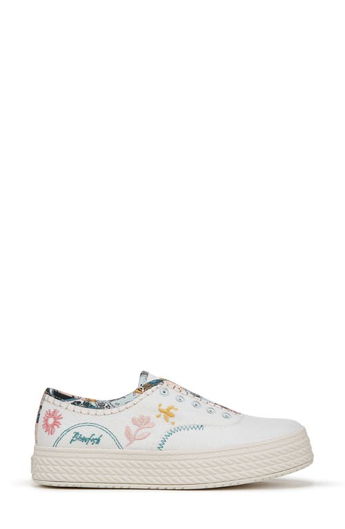 Shop Blowfish Malibu Super Sweet Embroidered Sneaker In White Twill Fabric