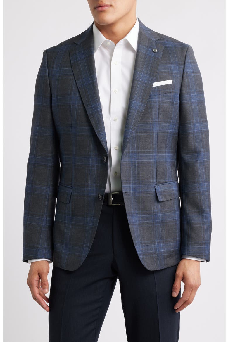 Hutson Check Virgin Wool Sport Coat, Main, color, DARK BLUE