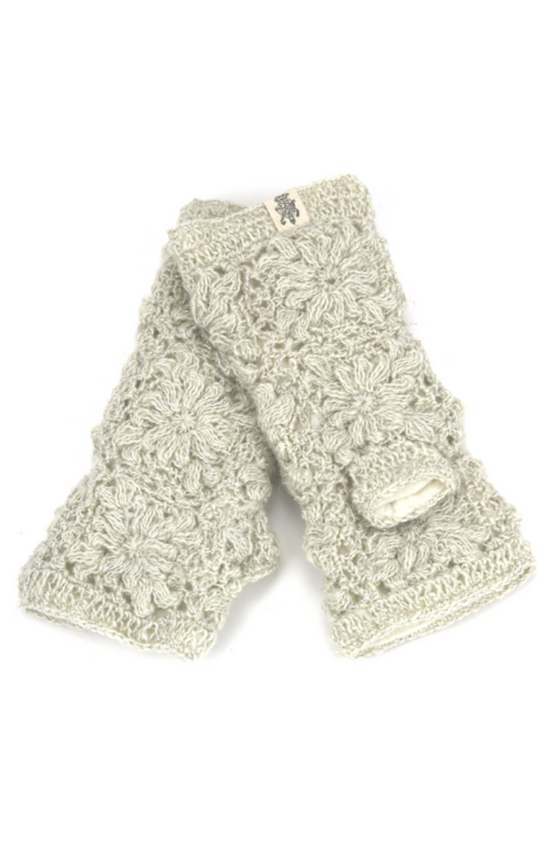 Nirvanna Designs Metal Vein Handwarmers, Main, color, White/Silver