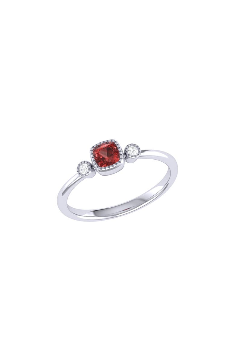 LuvMyJewelry Cushion Cut Garnet & Diamond Birthstone Ring in 14K Gold, Main, color, 