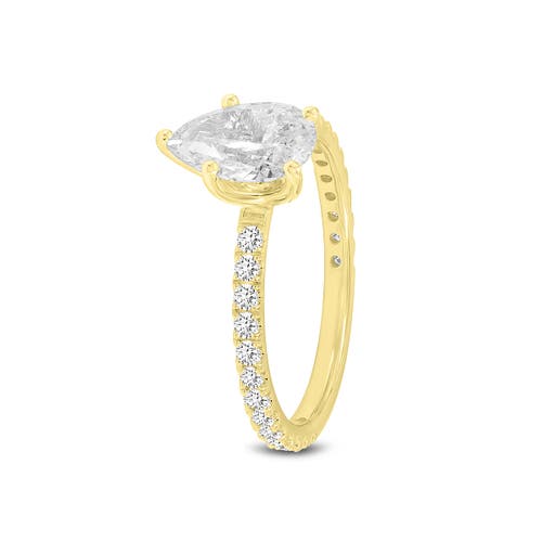 Luvmyjewelry Rania 14k Yellow Gold Pear Lab Grown Diamond Hidden Halo Engagement Ring In 14k Yellow Gold