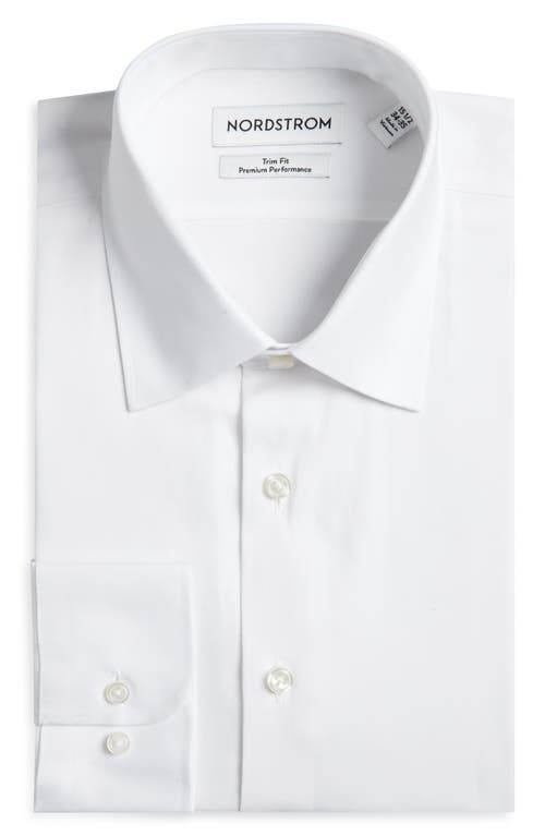 Nordstrom Trim Fit Solid Premium Performance Dress Shirt In White
