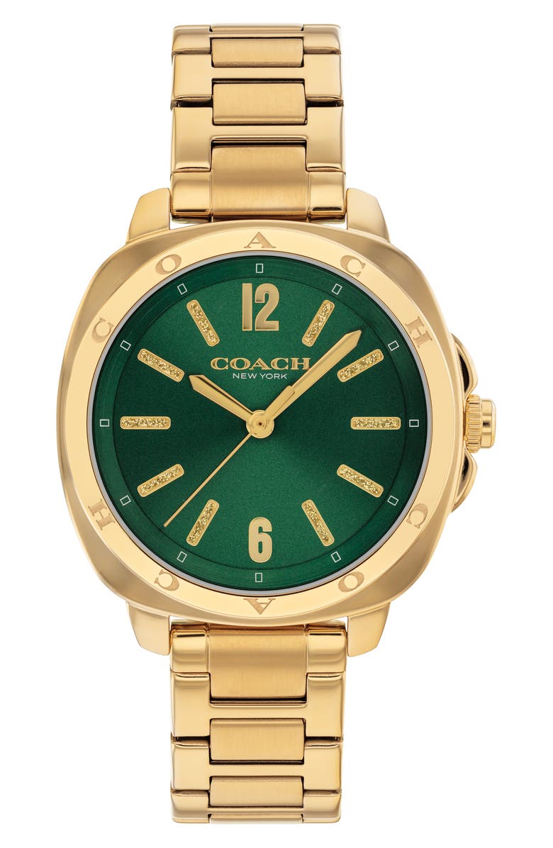 COACH Kitt Bracelet Watch, 34mm, Main, color, Gold/ Green