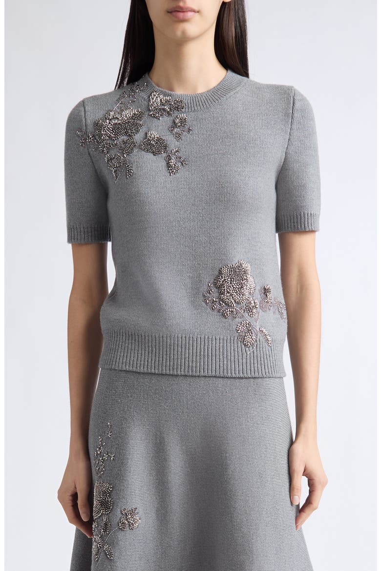 Beaded Wool Sweater, Main, color, MELANGE GREY